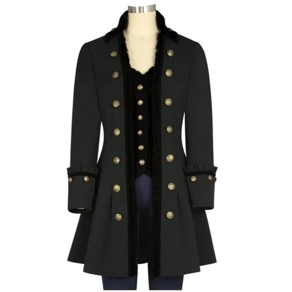 Steampunk Velvet Trim Jacket Trench Coat.BNWOT. Never worn. Size L - Picture 5 of 6